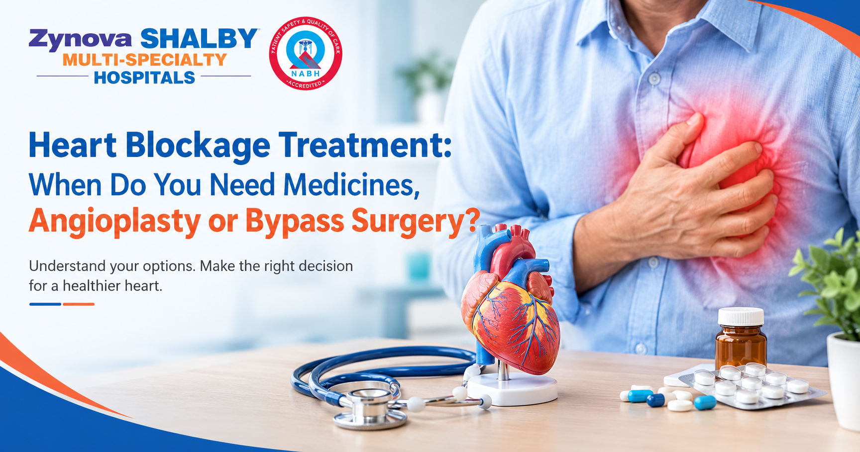 Heart blockage treatment options including medicines, angioplasty and bypass surgery