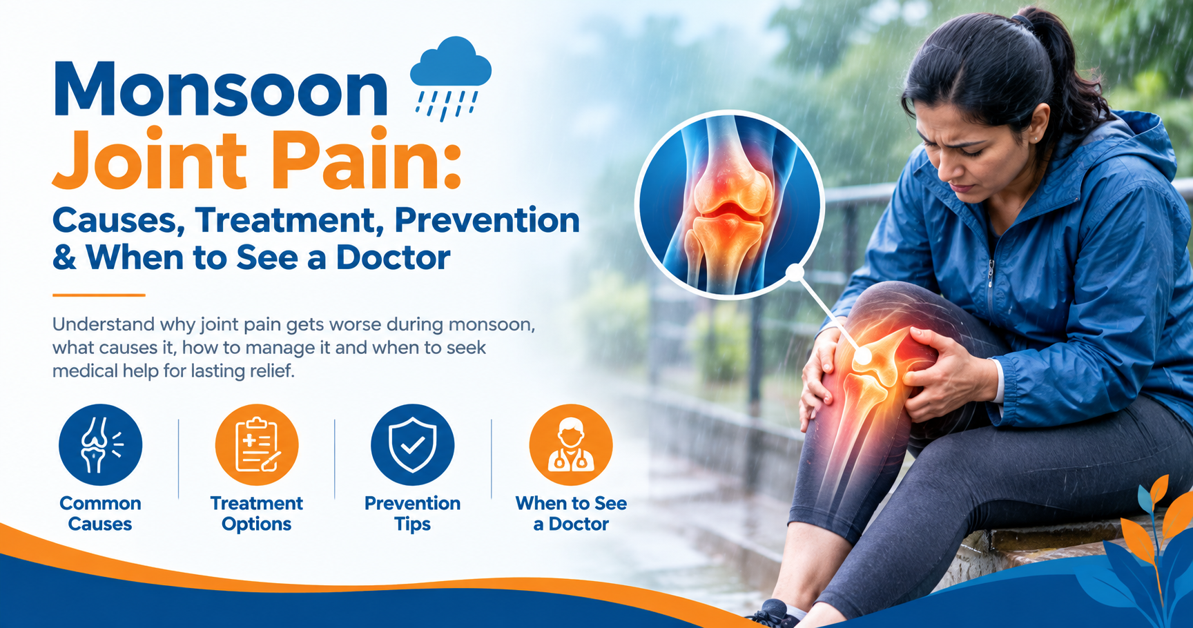 Monsoon joint pain and knee pain caused by arthritis and stiffness